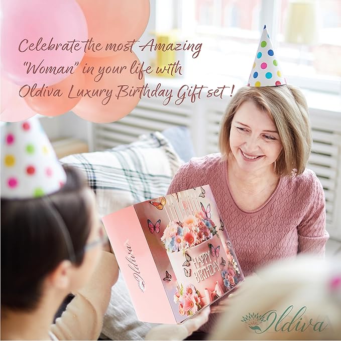 Unique Birthday Gifts for Women, Present Ideas for Her, Mom, Wife, Sister, Friend, Coworker Luxury Birthday Box for Women Gift Basket with Tumbler, Rose Soap, Mirror Birthday Greeting Card