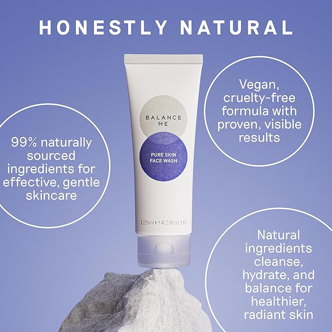 Balance Me Pure Skin Face Wash, Gentle Foaming Facial Cleanser with Moringa & Rice Bran (1 x 4.23 fl oz), Non Toxic Water-Based Facewash for Oily, Blemish-Prone & Sensitive Skin