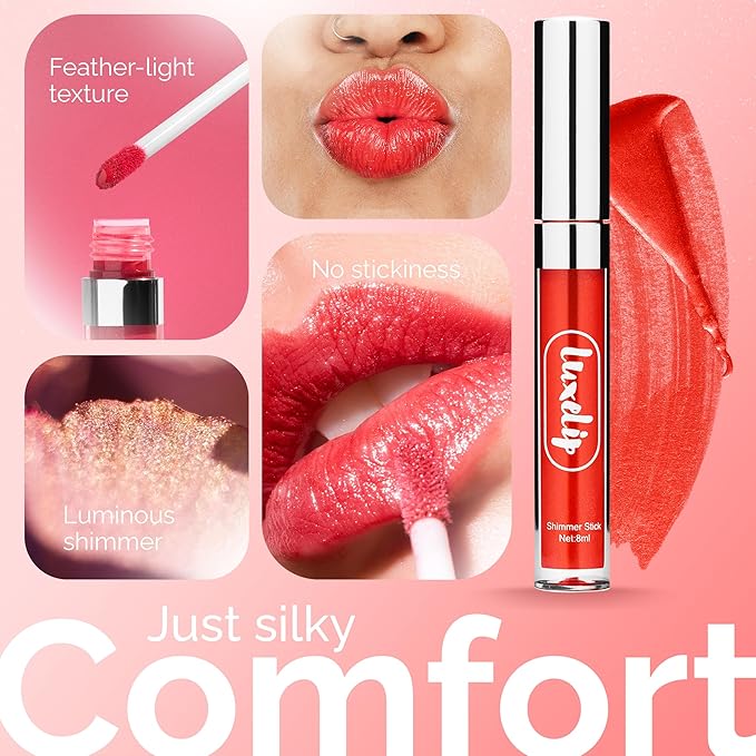 LuxeLip™ Matte Lipstick for Older Women, Hydrating Non-Sticky Lip Gloss for Luminous Shine & Moisturized Lips, Lightweight, Long-Lasting Glossy Finish, Cruelty-Free Lip Makeup (Chili Flake, 8ml)