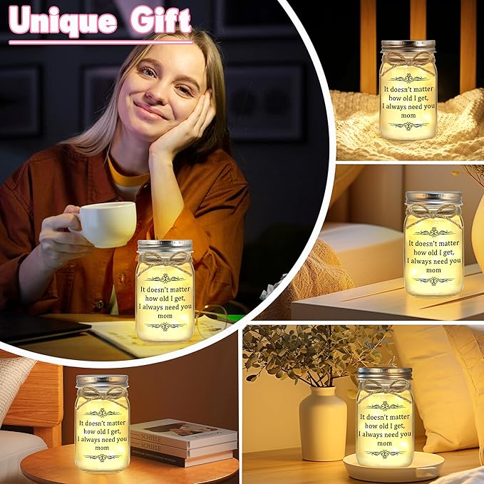 Gifts for Mom, Mom Birthday Gifts, Mothers Day Gift, Christmas Gift for Mama, Mason Jar Light for Mother
