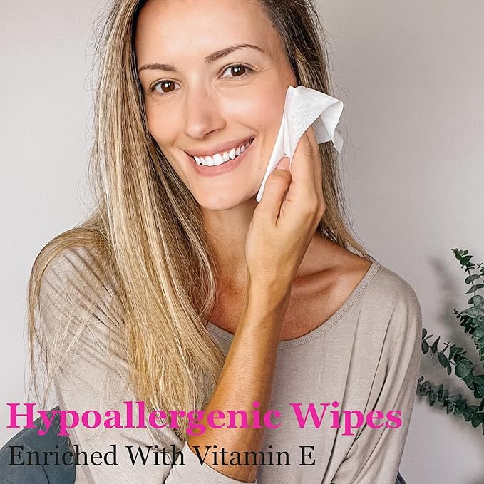 mivida 100 Count Individually Wrapped Makeup Remover Wipes with Vitamin E | Fragrance-Free, Alcohol-Free makeup wipes | Hypoallergenic single make up removing wipes