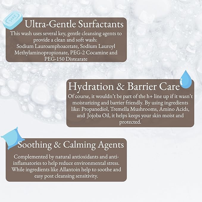 NKG h+ Mild Wash – Gentle Japanese Gel Cleanser for Sensitive Skin – Developed by Japanese Dermatalogist – Fragrance-Free, pH-Balanced Face Wash, 200mL