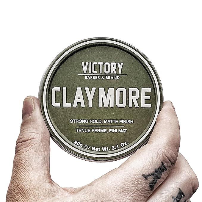 Victory Barber & Brand Claymore Men's Strong Hold Matte Finish Clay Pomade | Made in the USA for the Rough and the Ready
