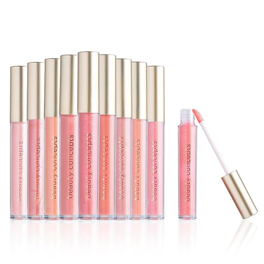 Beauty Concepts Lip Gloss Collection โ Shimmering, Glossy Lip Makeup Set for a Radiant Finish, Pink Colors Collection