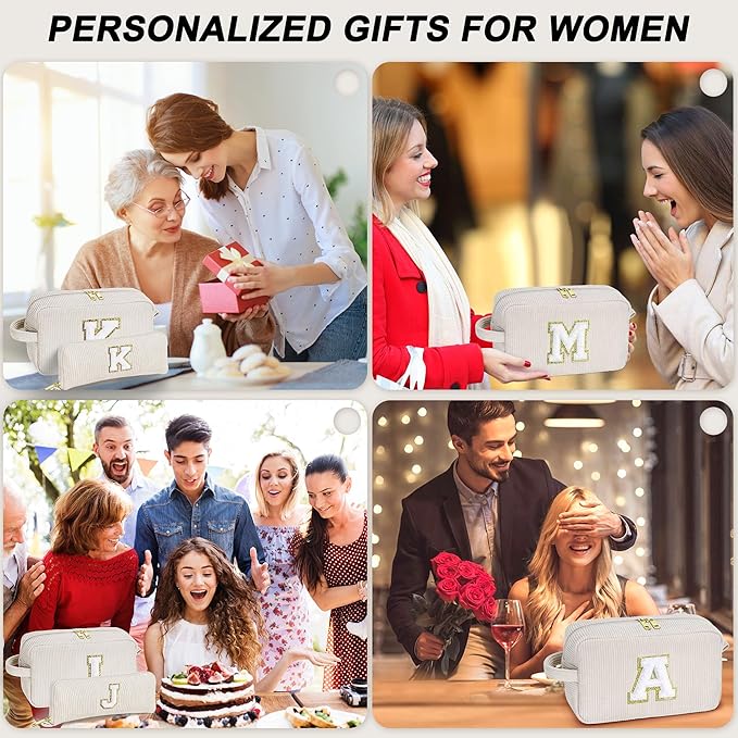 YOOLIFE Initial Travel Makeup Bag Cosmetic Bag - Teen Girl Gifts Trendy Stuff Friend Birthday Gifts for Women Teen Girl Kids