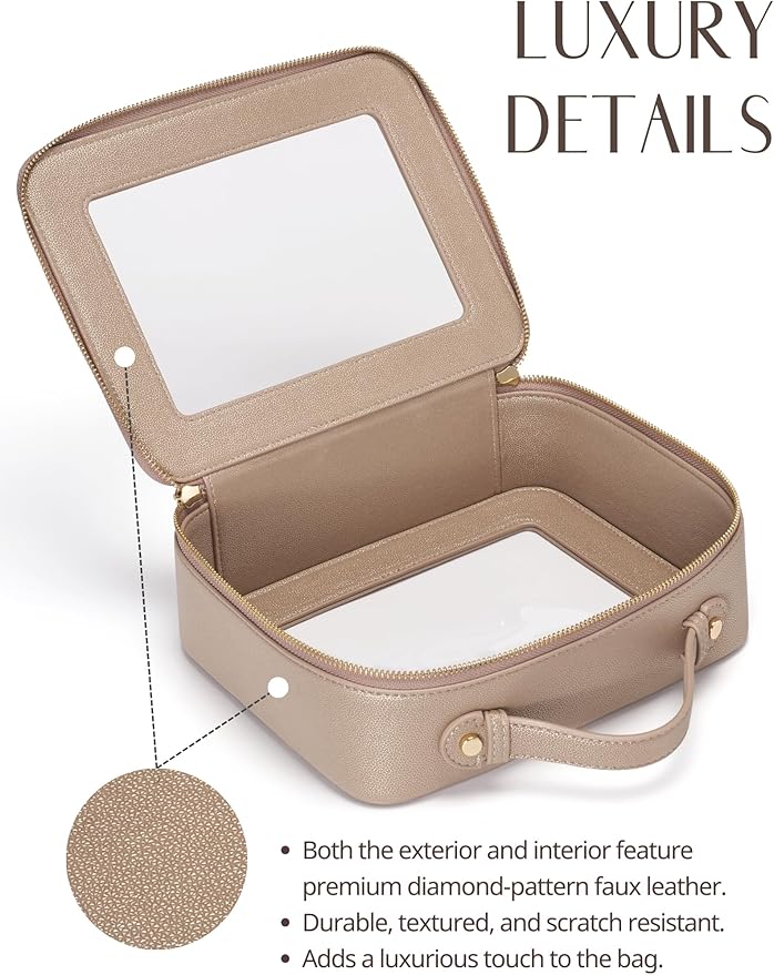 Popvibe Clear Makeup Bag Travel Cosmetic Case Transparent Toiletry Bag with Zipper, Portable Make Up Organizer Traveling Compact Car Bag for Essentials