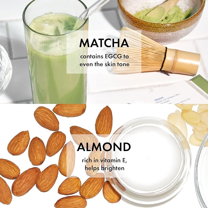ESW Beauty Matcha Almond Milk - Radiance Plant-Based Milk Face Mask (6-Pack) - Revitalizing with Matcha Green Tea & Sweet Almond for Dull, Uneven Skin - Awakens & Revitalizes