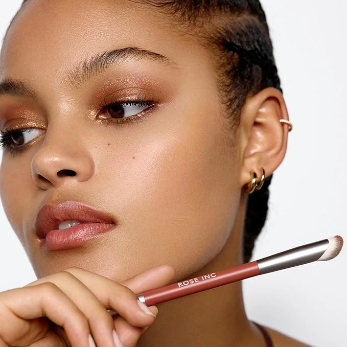 Rose Inc Number 8 Dual-Ended Eyeshadow Brush - Vegan Brush for Blending & Highlighting Eyeshadow