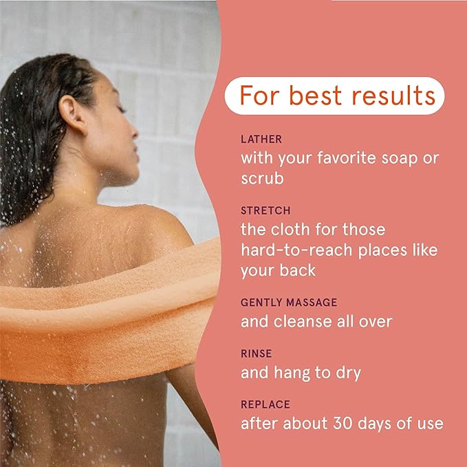 Cleanlogic Body Exfoliating Cloth, Stretchy Exfoliator Bath and Shower Washcloths for Smooth and Softer Skin, Reusable Daily Skincare Tool, Assorted Colors, 3 Count Value Pack