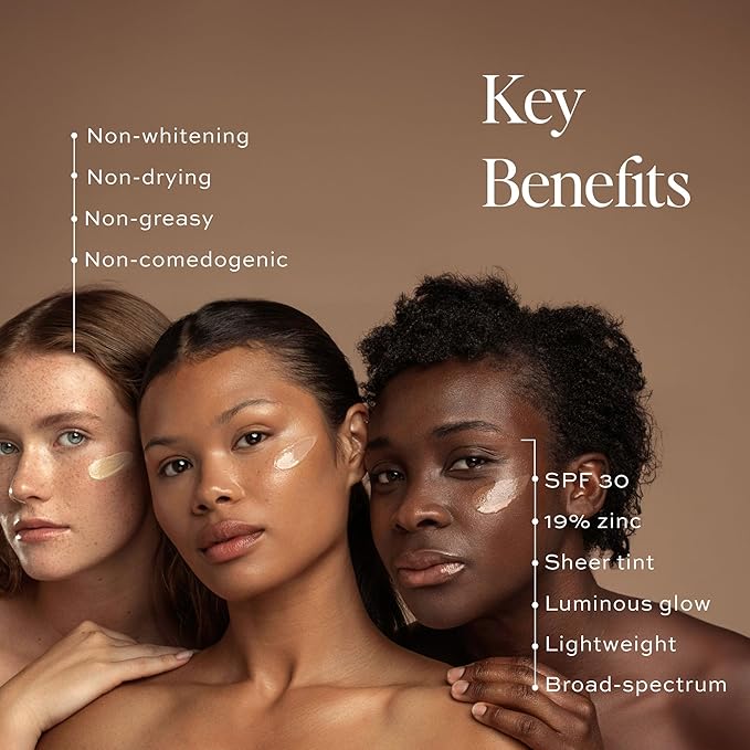 DIME Beauty Tinted Glow Wonderscreen SPF 30, Mineral Sunscreen for Face with 19% Zinc Oxide, Tinted Moisturizer with SPF, 50 g (Light)