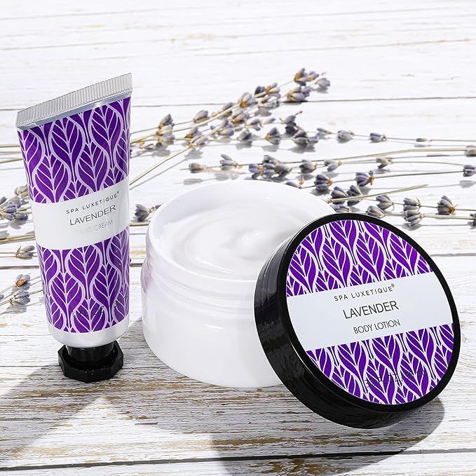 Spa Luxetique Lavender Spa Set, Bath Set for Women Gift, Relaxing Home Spa Kits Includes Body Lotion, Shower Gel, Bubble Bath, Hand Cream, Birthday Gifts for Women,Mothers Day Gifts