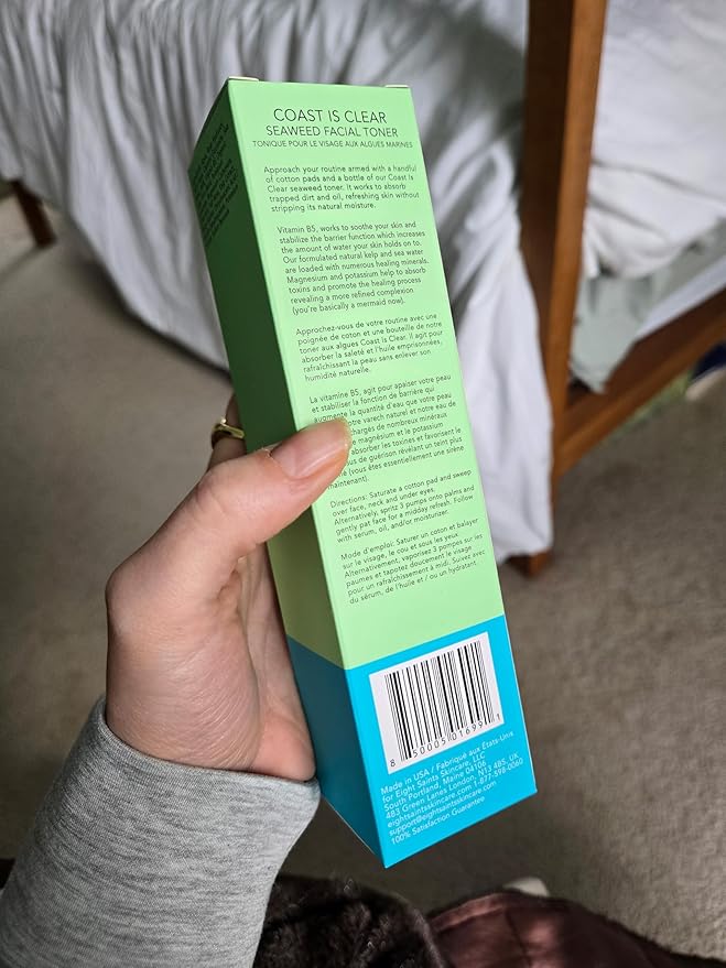 Eight Saints Coast is Clear Seaweed Anti Aging Face Toner, Natural and Organic Alcohol Free Witch Hazel Toner for Face, Minimizes Large Pores and Redness, 6 Ounces