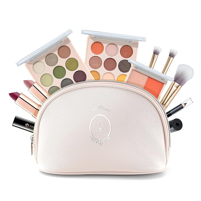 Color Nymph All In One Makeup Kit For Teens Girls | Starter Make up Set With Cosmetics Bag | Included Eyeshadow Blush Lipstick Lip Pencil Eye Pencil Brush Mascara | Travel Makeup Bag Design( White )
