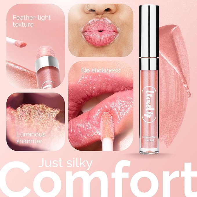 LuxeLip™ Matte Lipstick for Older Women, Hydrating Non-Sticky Lip Gloss for Luminous Shine & Moisturized Lips, Lightweight, Long-Lasting Glossy Finish, Cruelty-Free Lip Makeup (Luminous Pearl, 8ml)