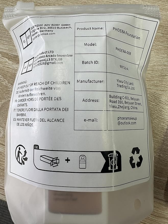 PHOERA Foundation, PHOERA Matte Liquid Foundation,PHOERA Makeup for Women, PHOERA Foundation Full Coverage Concealer, 30ml 24HR Matte Oil Control Concealer (104- Buff Beige)