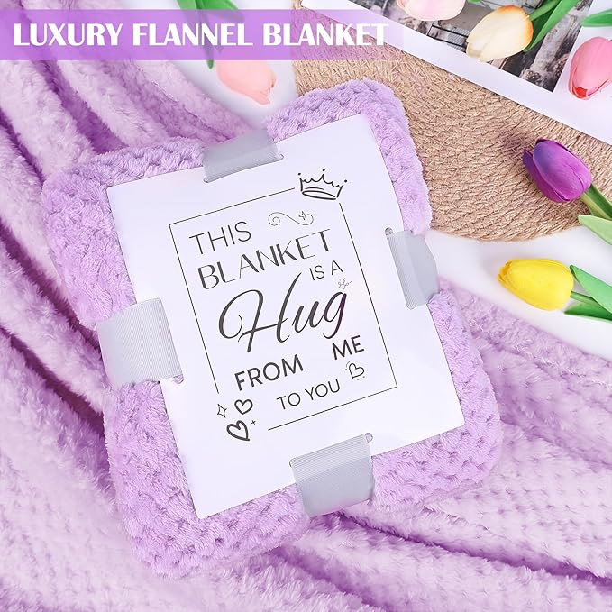 Birthday Gifts for Women Self Care Gifts Get Well Soon Gifts, Rose Relaxing Spa Gifts Basket Care Package, Luxury Flannel Blanket, Unique Mothers Day Idea Gifts for Mom Her Grandma Friend Sister Wife