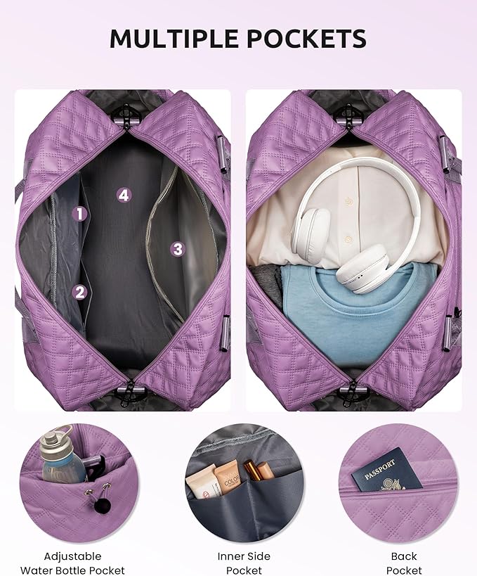 Unique Gifts for Her-Overnight Bags for Women, Personalized Weekender Bag, Monogram Travel Bag for Women with Trolley Sleeve & Wet Pocket, Letter Travel Bag with Makeup Bag (Letter D)