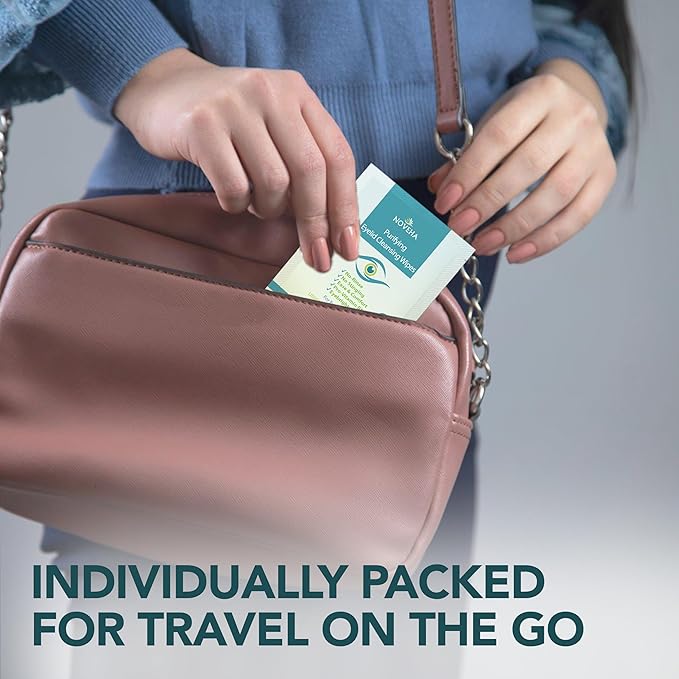 NOVEHA Eyelid & Lash Wipes | For Itchy, Dry Eyes, Styes & Blepharitis | lid and lash Cleansing Wipes, Hypoallergenic & Soothing For Sensitive Eyes, Pack of 60