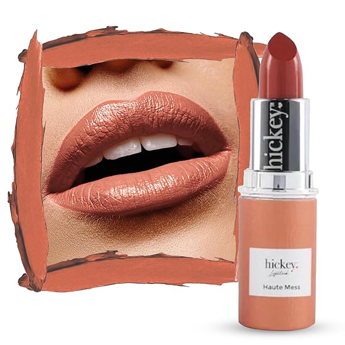 Hickey Lipstick Organic Haute Mess Terracotta Lipstick Shade Refill - Long Lasting Lipstick for Women, Hydrating & Moisturizing Shade, Lip Color for Women, Gluten-Free & Vegan with Highly Pigmented