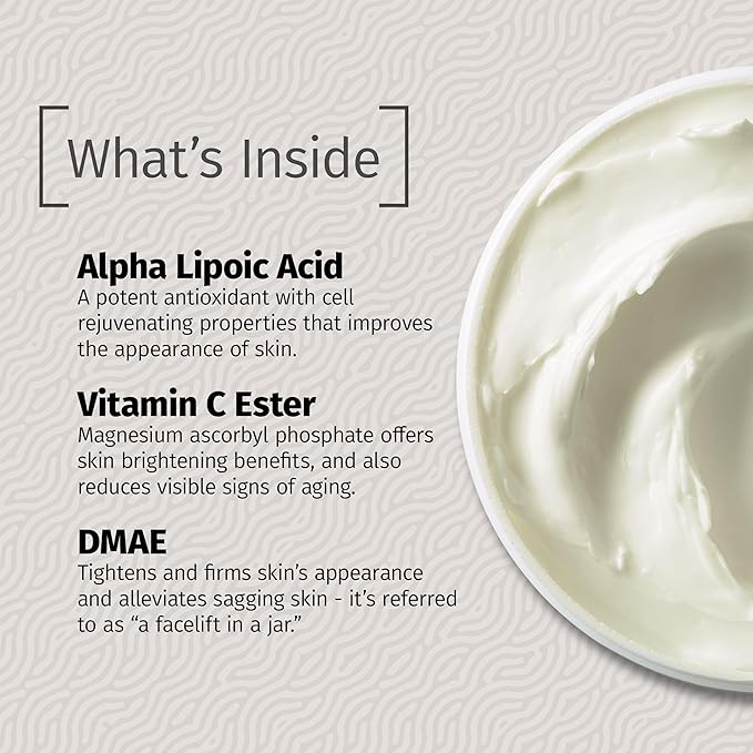 Reviva Labs DMAE Cream with Alpha Lipoic Acid, Vitamin C Ester - DMAE Lift and Firm Cream for Neck and Face - Skin Firming and Moisturizing Cream, 3-Pack (2 oz Each)