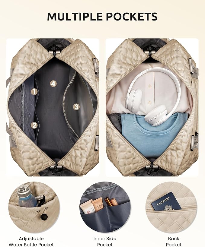 Stuff for Girls 17-18, Gifts for Women-Initial Travel Bag with Shoe Compartment, Personalized Weekender Bag, Monogram Overnight Bag for Women, Letter Travel Bag with Makeup Bag (Letter W)