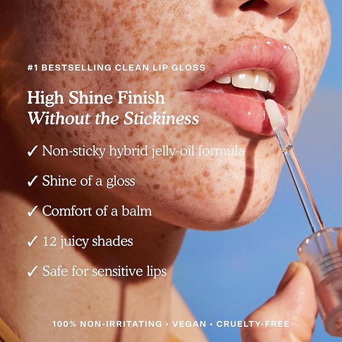 Tower 28 ShineOn Lip Jelly, CHILL | Non-Sticky, Vegan Lip Gloss in Clear | Moisturizing Apricot and Raspberry Seed Oil | Clean, Cruelty Free