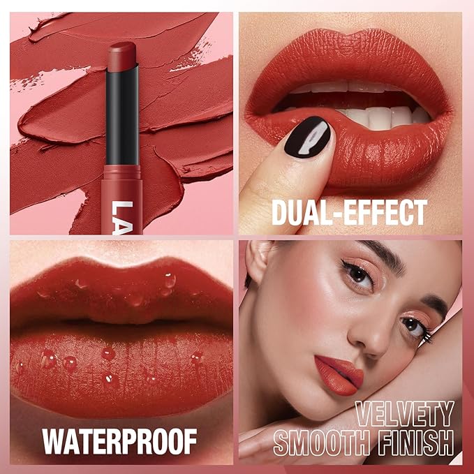 Jolilab 3Pcs Velvet Matte Lipstick Nude Matte Soft Dark Color Stick High Pigmented Long-Lasting Waterproof Lip Stick Lip Balm Beauty Cosmetics Gift for Girls and Women(10#+11#+12#