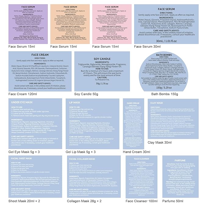 33 Pcs Bath & Body Spa Gift Set for Women, Face Sheet Mask Skin Care Kit, Essential Oil Collagen Mask, Travel Leather Bag, Lip Gloss, Perfume, Face Serum, Christmas, Mother Day, Valentine's, Birthday