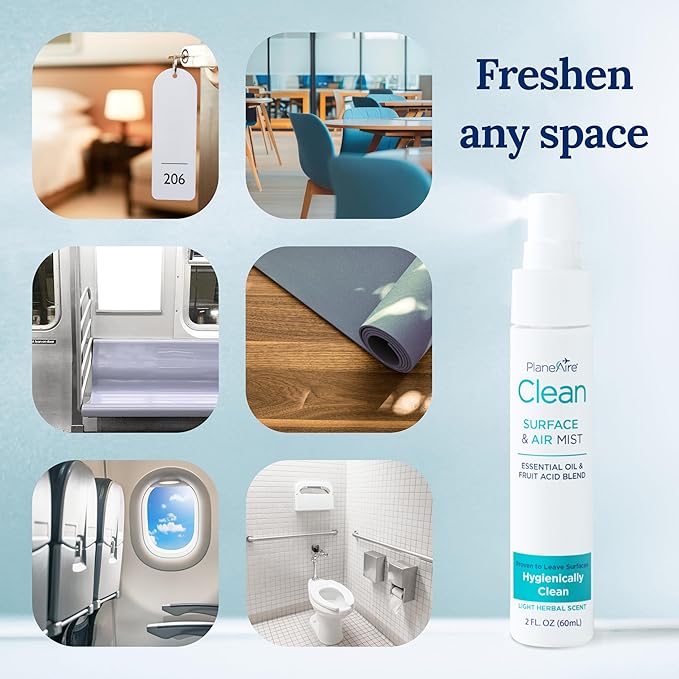 Travel Essentials | Hygiene Kit | Travel Toiletry Kit | Travel Size | Gel Hand Sanitizer 3-Mint Scent | Surface Wipes | Individual Travel Wipes | Surface Cleaner & Air Mist | Made with Essential Oils