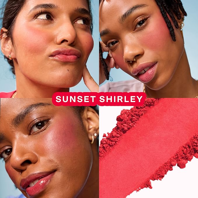 Tower 28 GetSet™ Soft Matte Powder Blush - Self-Setting 12-Hr Longwear Sweat-Proof Formula - Pigmented Raspberry Red Blush Sunset Shirley x Toni Bravo Collab