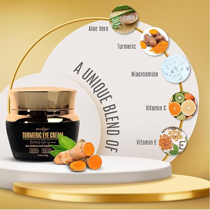 Vitamin C + Turmeric Eye Cream for Dark Circles & Puffiness - Hydrating & Moisturizing Under Eye Cream for Fine Lines & Bags - Reduce Dark Spots and Wrinkles for a Fresh Look - 1.7 FL OZ