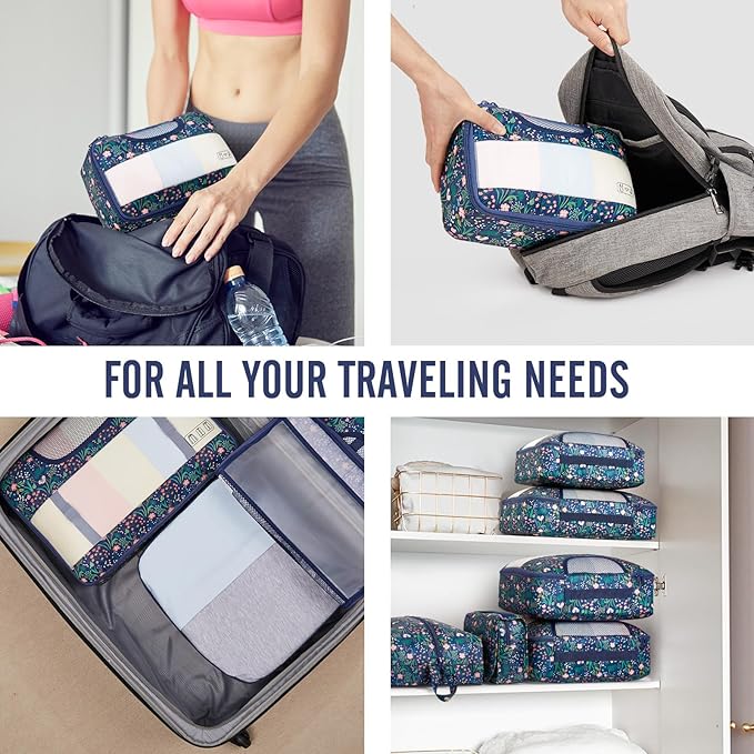 Veken 10 Set Packing Cubes for Travel Essential, Suitcase Organizer Bags in 4 Sizes, Carry-On Luggage Accessories with Large Laundry & Hanging Toiletry Bag, Must-Have for Airplane, Road Trip & Camping