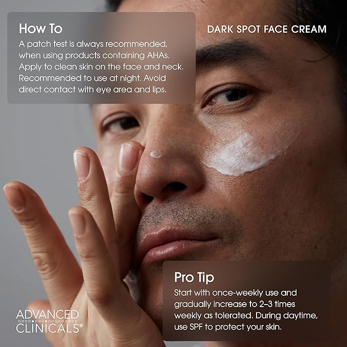 Advanced Clinicals Dark Spot Face Moisturizer | Lactic Acid Lotion For Face With Caffeine, Cocoa Butter, & Vitamin A | Brightening Cream Visibly Reduces Look Of Dark Spots & Uneven Skin Tone, 2 Fl Oz
