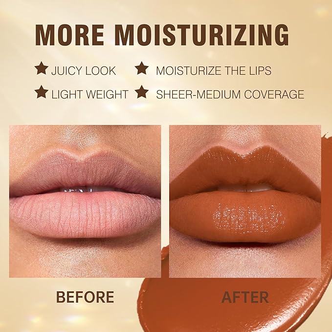 MAKI YIKA Brown Lipstick for Women Moisture Hydrate Lipsticks Glossy Reddish Lipsticks Sheer Finish Lightweight Tinted Lip Balm (Z10 Chocalate)