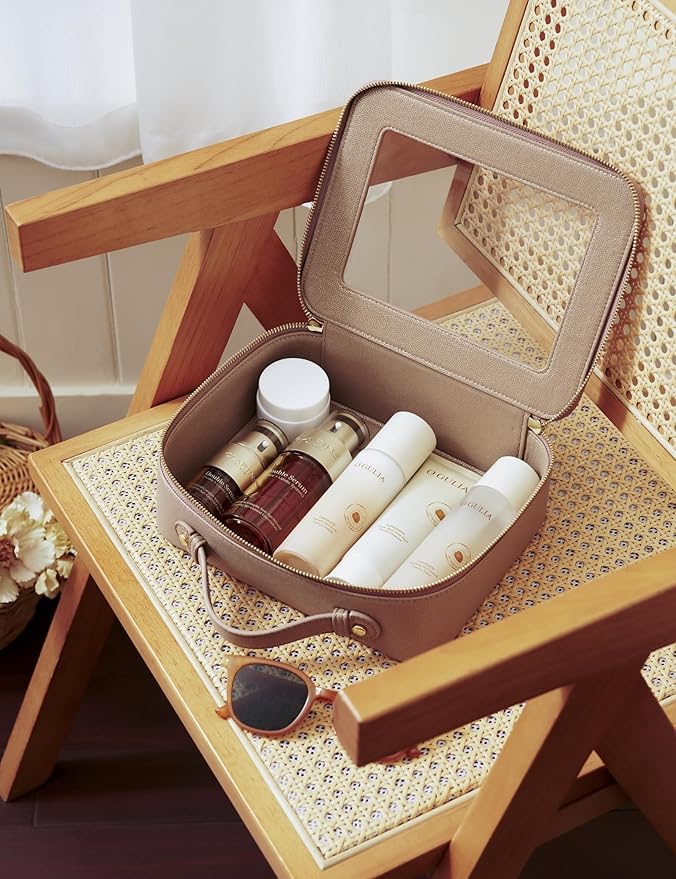 Popvibe Clear Makeup Bag Travel Cosmetic Case Transparent Toiletry Bag with Zipper, Portable Make Up Organizer Traveling Compact Car Bag for Essentials