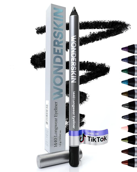 Wonderskin Eyeliner Pencil, 1440 Longwear Deep Black Eyeliner Pencil - Waterproof, Sharpenable & Smudge Proof