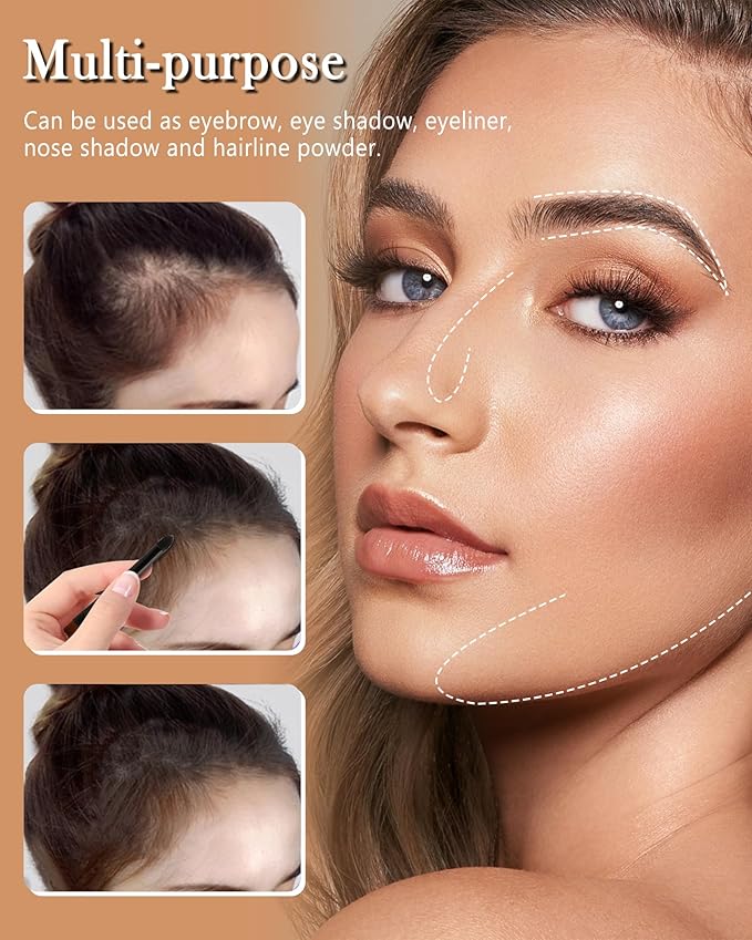 Eyebrow Powder Kit-Waterproof Two Colors Brow Powder Tinted Palette Long Lasting Up to 16H,Taupe/Brown Brow Filler Defined&Sculpt Natural Eyebrow Makeup for Sparse Brow with Brow Brush&Razor-02