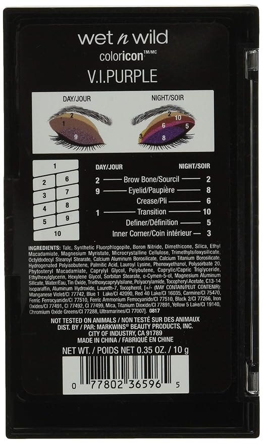 wet n wild Color Icon 10-Pan Eyeshadow Makeup Palette, Long Lasting, Shimmer, Metallic, Glittery, Matte, Rich Smooth Pigment, Cruelty Free - V.I. Purple