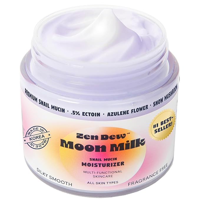 Moon Milk Snail Mucin Moisturizer Gel Cream 3.52 Oz - Blue Light Skin Protection - Korean Snail Mucin Serum Cream that Replenishes Moisture & Leaves Skin Brighter, Plumper, Soothed & Smooth