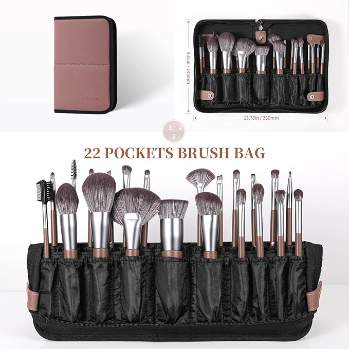 DUcare Makeup Brushes Professional with Bag 22Pcs Makeup Brush Set Premium Synthetic Kabuki Foundation Blending Brush Face Powder Blush Concealers Eye Shadows with Case