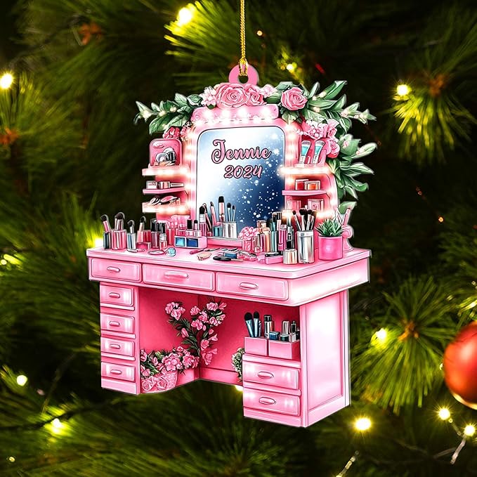 Personalized Makeup Tools Ornament β Custom Beauty Christmas Tree Decoration, Holiday Keepsake Gift for Makeup Artists, Cosmetologists, Beauty Lovers, Salon Owners, Families and Coworkers (MKH3)