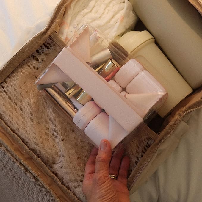 Cadence Parcel - Clear Dopp Kit with Magnetic Closure - Durable and Leak-Resistant Travel Toiletry Kit - TSA-Compliant & Modular Design - Hygiene Bag for Travel Essentials - 1 Qt - Rose