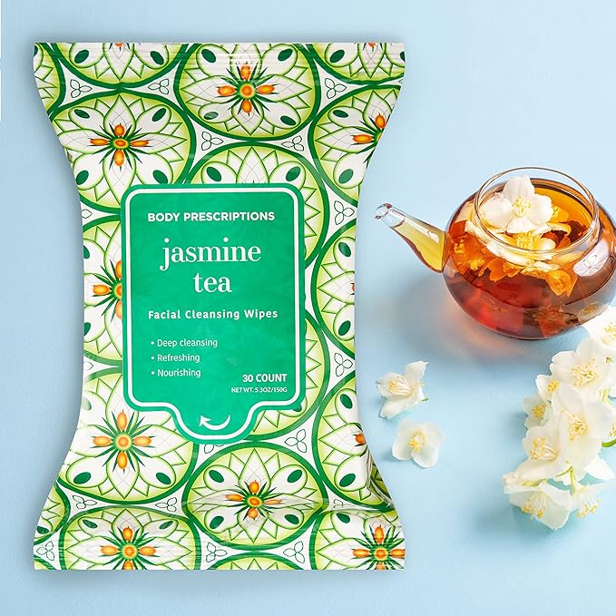 Body Prescriptions Makeup Remover Wipes - Bulk Pack, Gentle Cleansing Wipes for Easy Makeup Removal, Mandarin, Orchid, Grapefruit, & Jasmine Tea