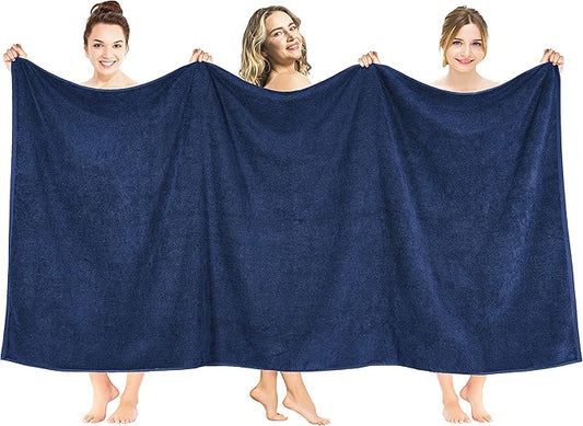 American Soft Linen Oversized Bath Sheet 40x80 Extra Large for Bathroom, 600 GSM 100% Cotton Turkish Jumbo Bathsheet Towels for Adults, Navy Blue Bath Sheet