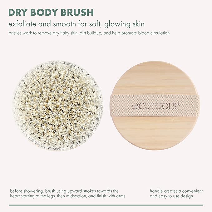 EcoTools Dry Body Brush, for Post Shower & Bath Skincare Routine, Removes Dirt & Promotes Blood Circulation, Helps Reduce Appearance of Cellulite, Eco-Friendly, Vegan & Cruelty-Free, 1 Count