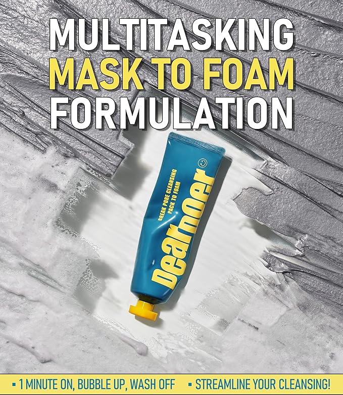 Break Pore Cleansing Pack to Foam โ 3-in-1 Korean Skin Care Wash-Off Mask & Exfoliator & Cleanser w/Charcoal and Salicylic Acid โ AHA, BHA, PHA for Oily, Congested Skin (3.38 fl oz)