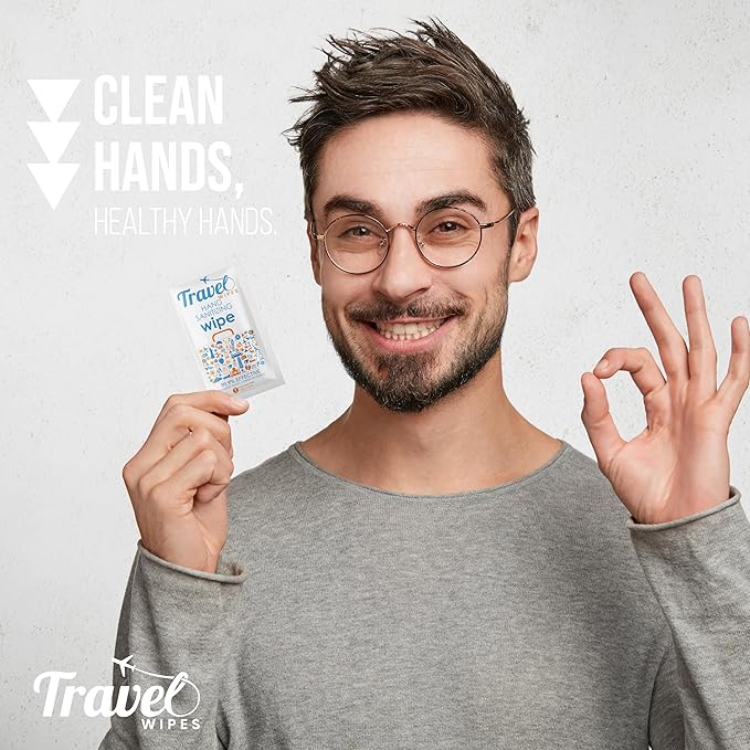 Hand Sanitizing Travel Wipes – 15ct Individually Wrapped | Fragrance-Free, Moisturizing, 70% Isopropyl Alcohol Wipes | Travel, Home, Office, Daily Use | Made in USA