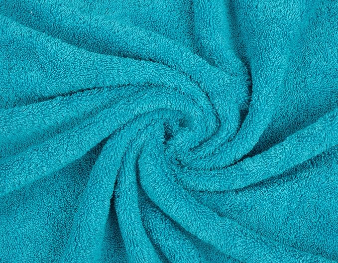 American Soft Linen Luxury 6 Piece Towel Set, 2 Bath Towels 2 Hand Towel 2 Washcloths, 600 GSM 100% Cotton Turkish Towels for Bathroom, Aqua Blue Towel Sets