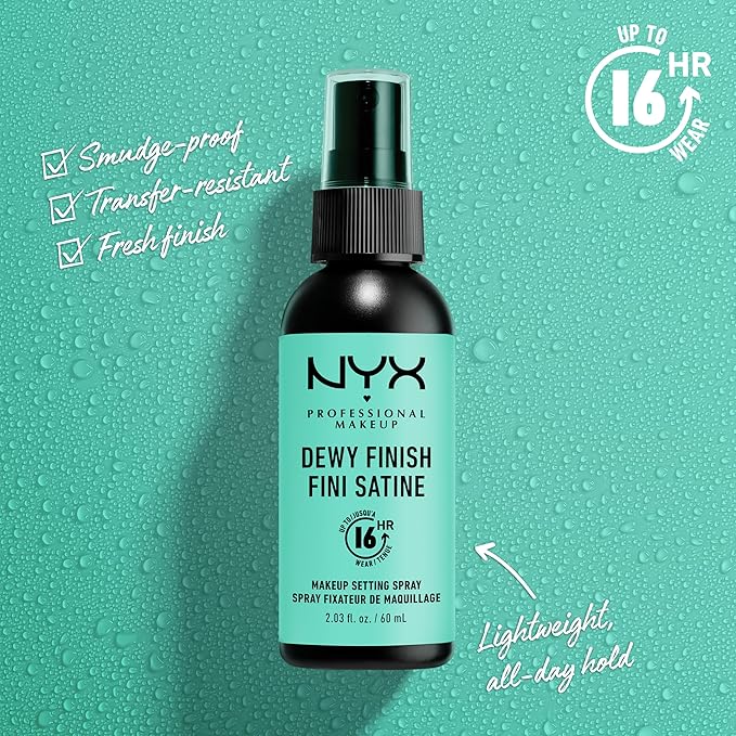 NYX PROFESSIONAL MAKEUP Makeup Setting Spray - Dewy Finish, Long-Lasting Face Mist for up to 16HR Wear, Vegan Formula, JUMBO Size