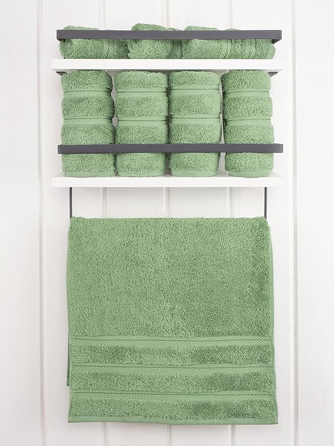 American Soft Linen Luxury Hand Towels for Bathroom, 600 GSM 100% Cotton Turkish 4 Piece Hand Towel Set, 600 GSM Hand Face Towels for Kitchen, Sage Green Hand Towels